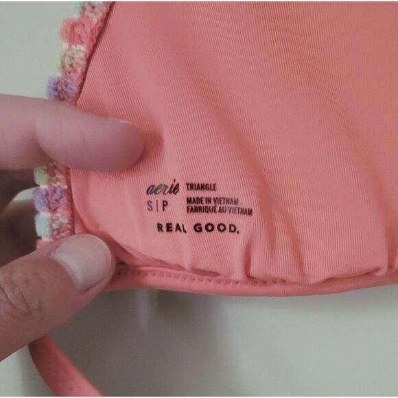 Aerie Multicolor Terry Triangle Cheeky Bikini Size Small & Medium - Picture 4 of 12